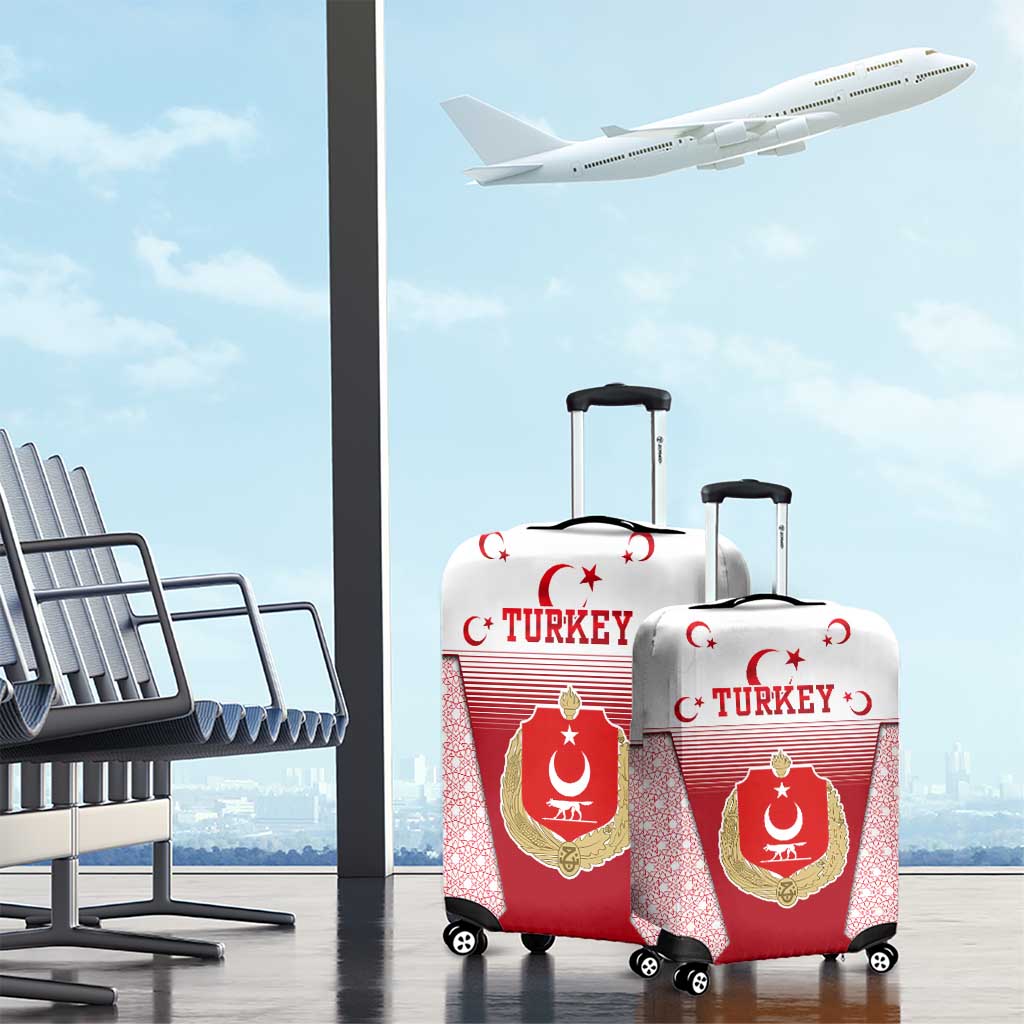 Turkey National Emblem and Cartoon Turkey Bird Luggage Cover with Red and White Gradient Design TS04
