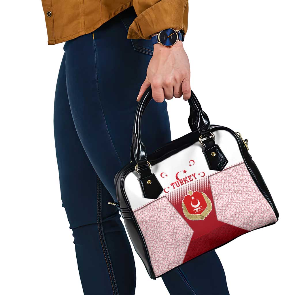 Turkey National Emblem and Cartoon Turkey Bird Shoulder Handbag with Red and White Gradient Design TS04