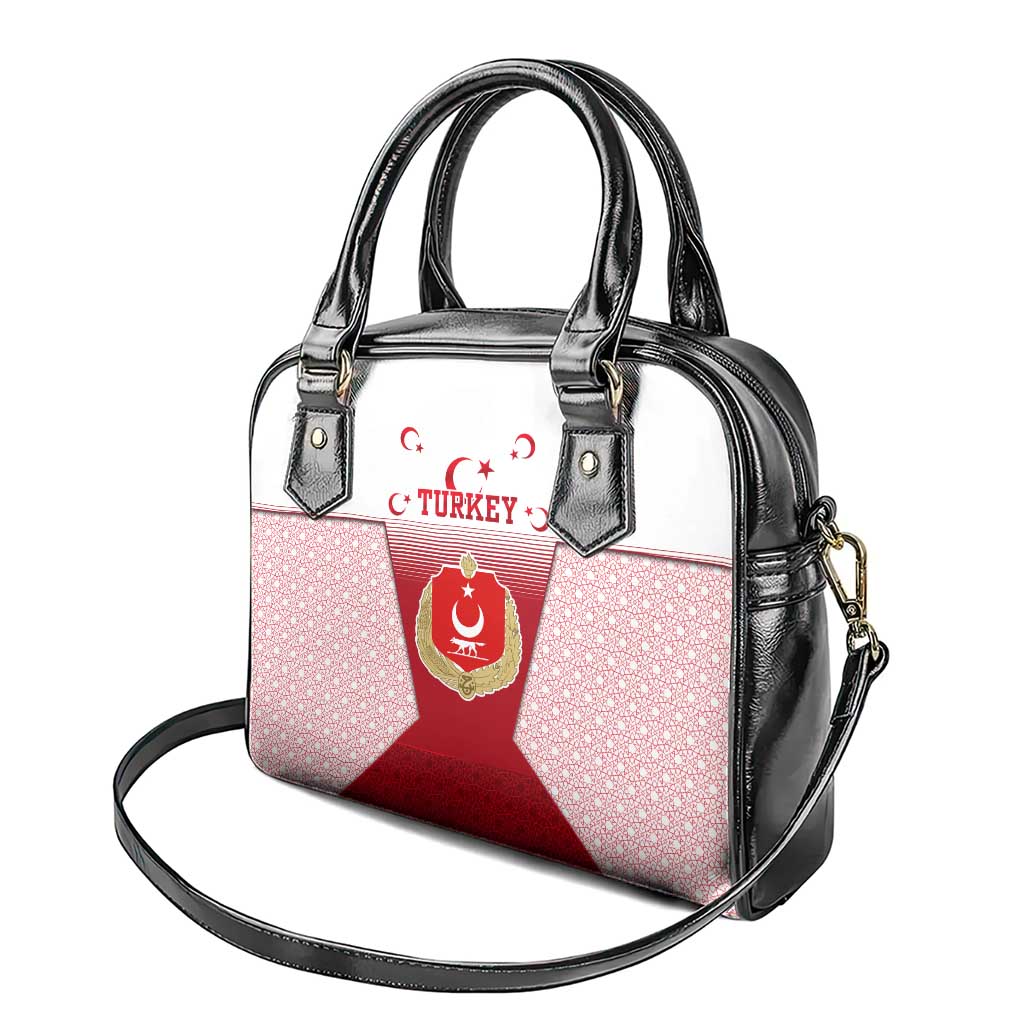 Turkey National Emblem and Cartoon Turkey Bird Shoulder Handbag with Red and White Gradient Design TS04