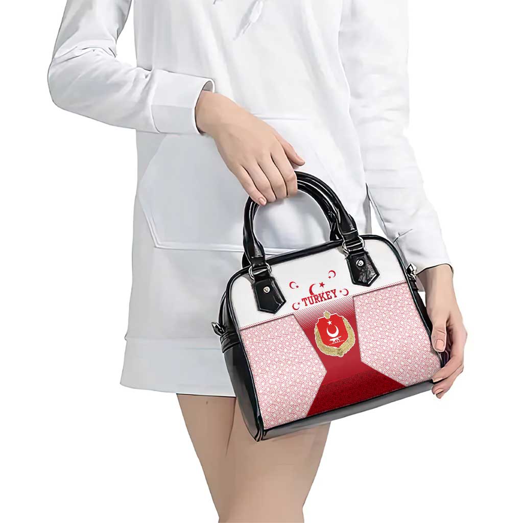 Turkey National Emblem and Cartoon Turkey Bird Shoulder Handbag with Red and White Gradient Design TS04