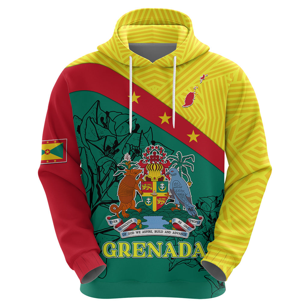 Custom Grenada Hoodie Coat Of Arms With Bougainvillea Flowers TS06
