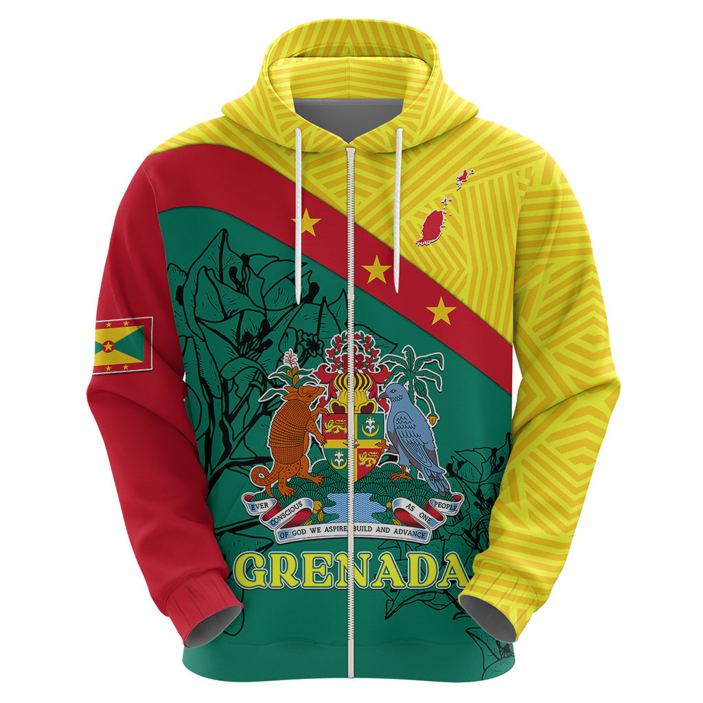 Custom Grenada Hoodie Coat Of Arms With Bougainvillea Flowers TS06