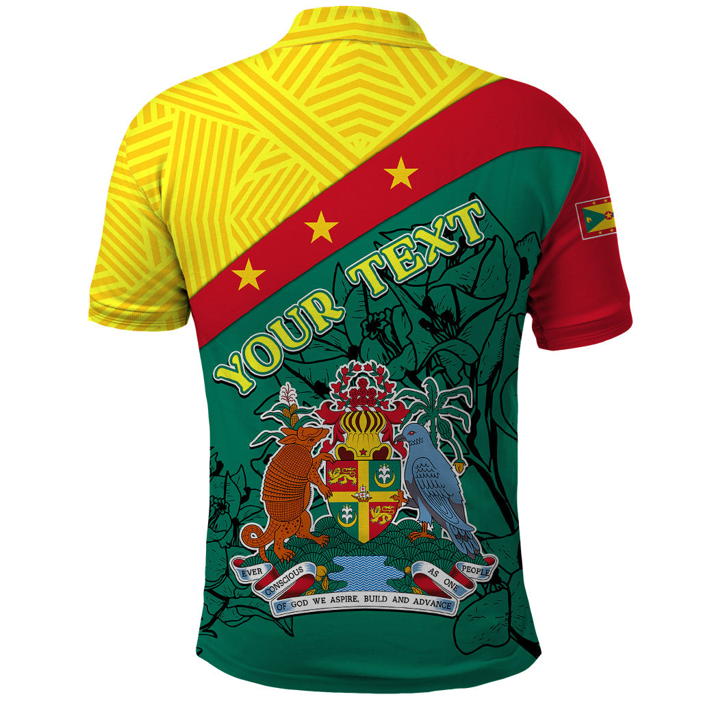 Custom Grenada Polo Shirt Coat Of Arms With Bougainvillea Flowers TS06