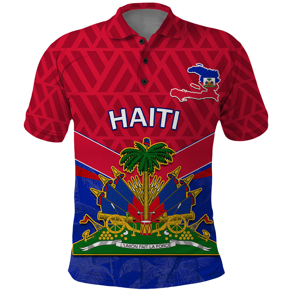 Haiti Polo Shirt Ayiti Coat Of Arms With Map TS06