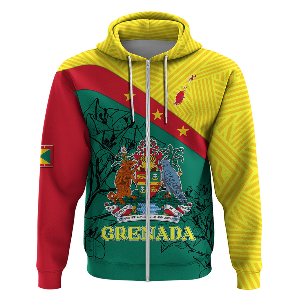 Grenada Hoodie Coat Of Arms With Bougainvillea Flowers TS06