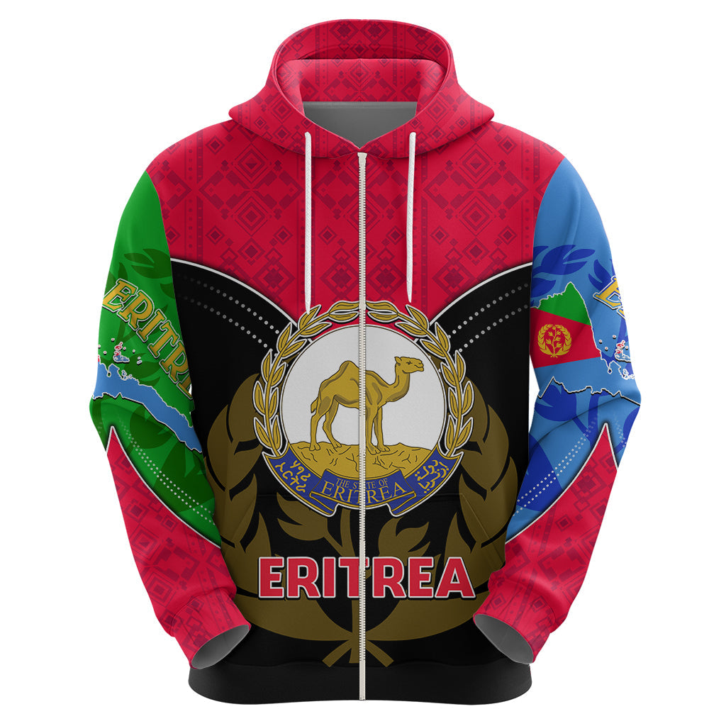 Eritrea Hoodie Coat Of Arms And Map With Cross TS06