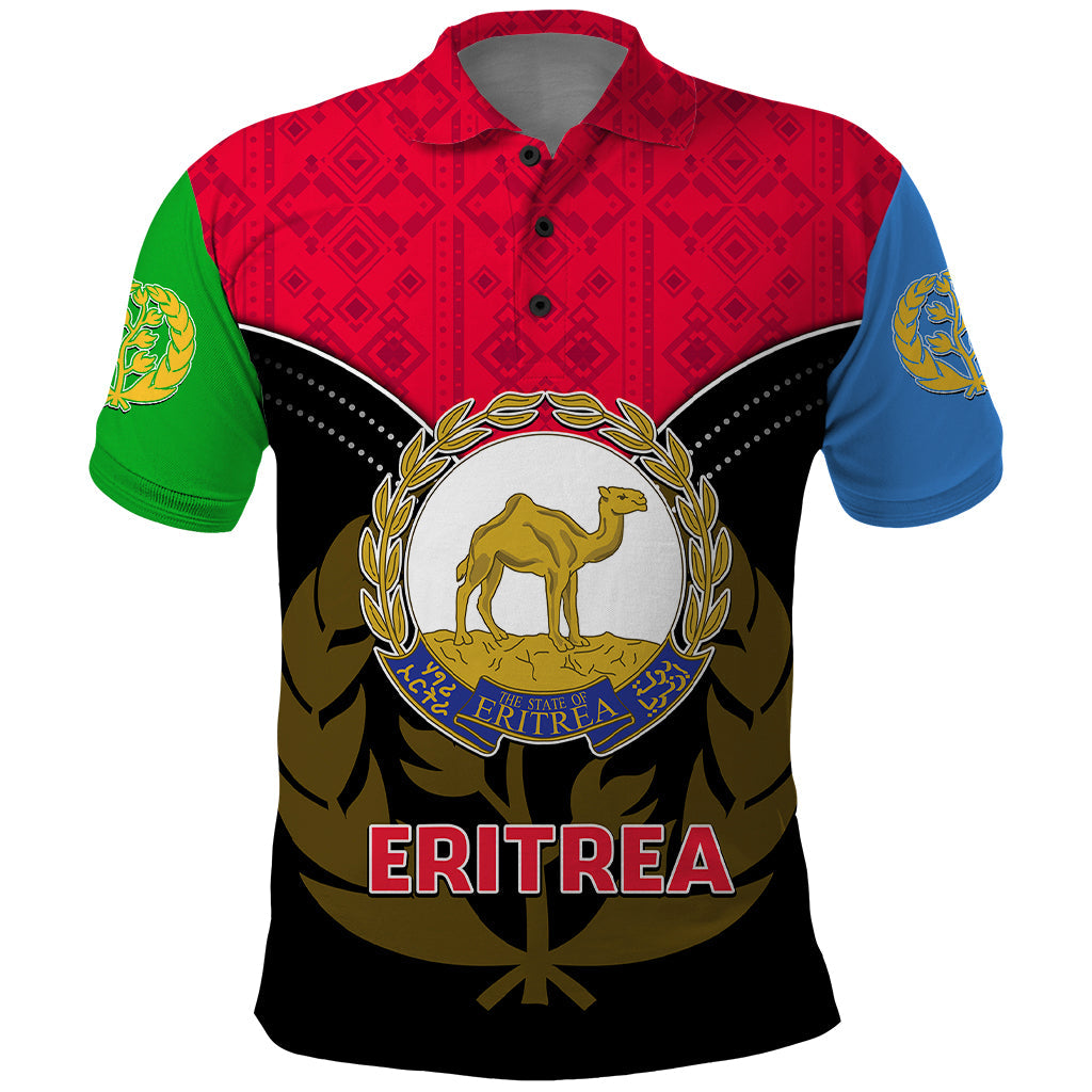 Eritrea Polo Shirt Coat Of Arms And Map With Cross TS06