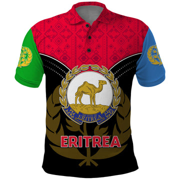 Eritrea Polo Shirt Coat Of Arms And Map With Cross TS06