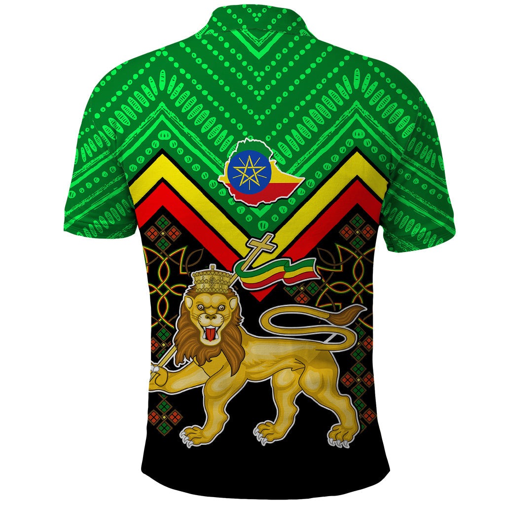 Ethiopia Polo Shirt Coat Of Arms With Hand Drawn Pattern TS06