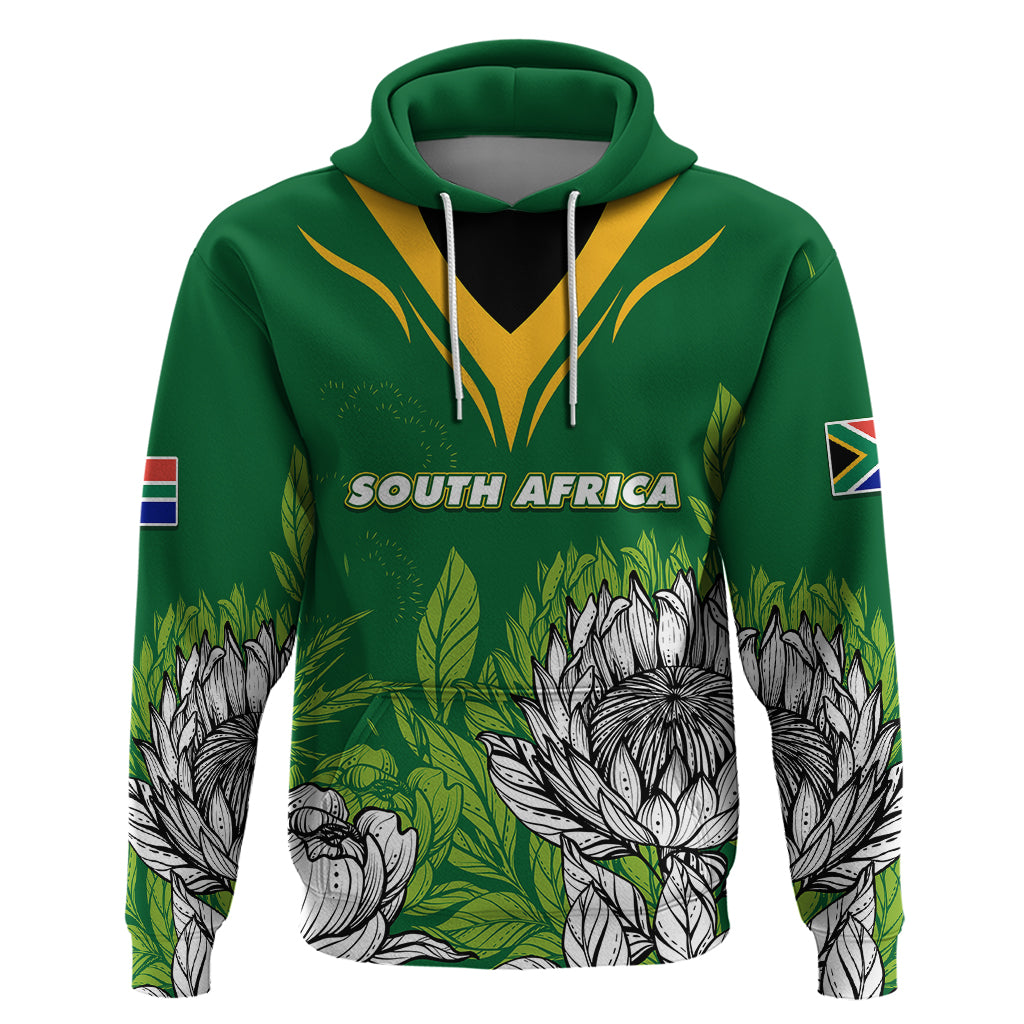 Personalised South Africa Hoodie King Protea With Flag TS06