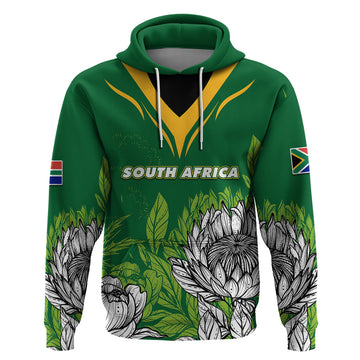 Personalised South Africa Hoodie King Protea With Flag TS06