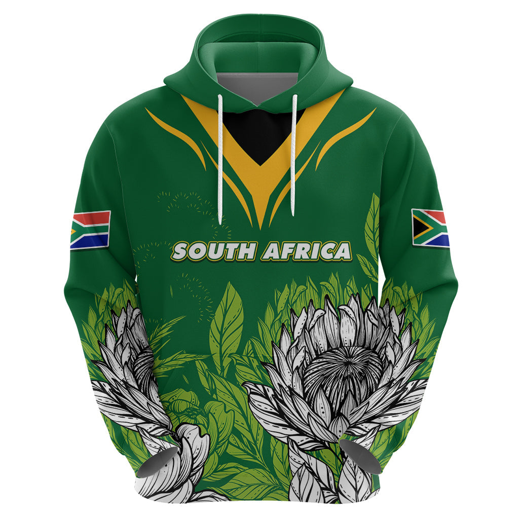 Personalised South Africa Hoodie King Protea With Flag TS06