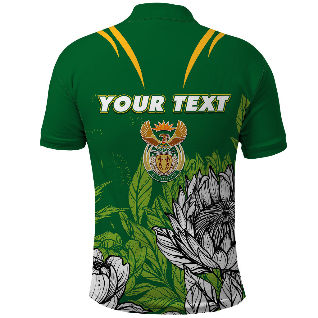 Personalised South Africa Polo Shirt King Protea With Flag TS06