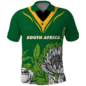 South Africa Polo Shirt King Protea With Flag TS06
