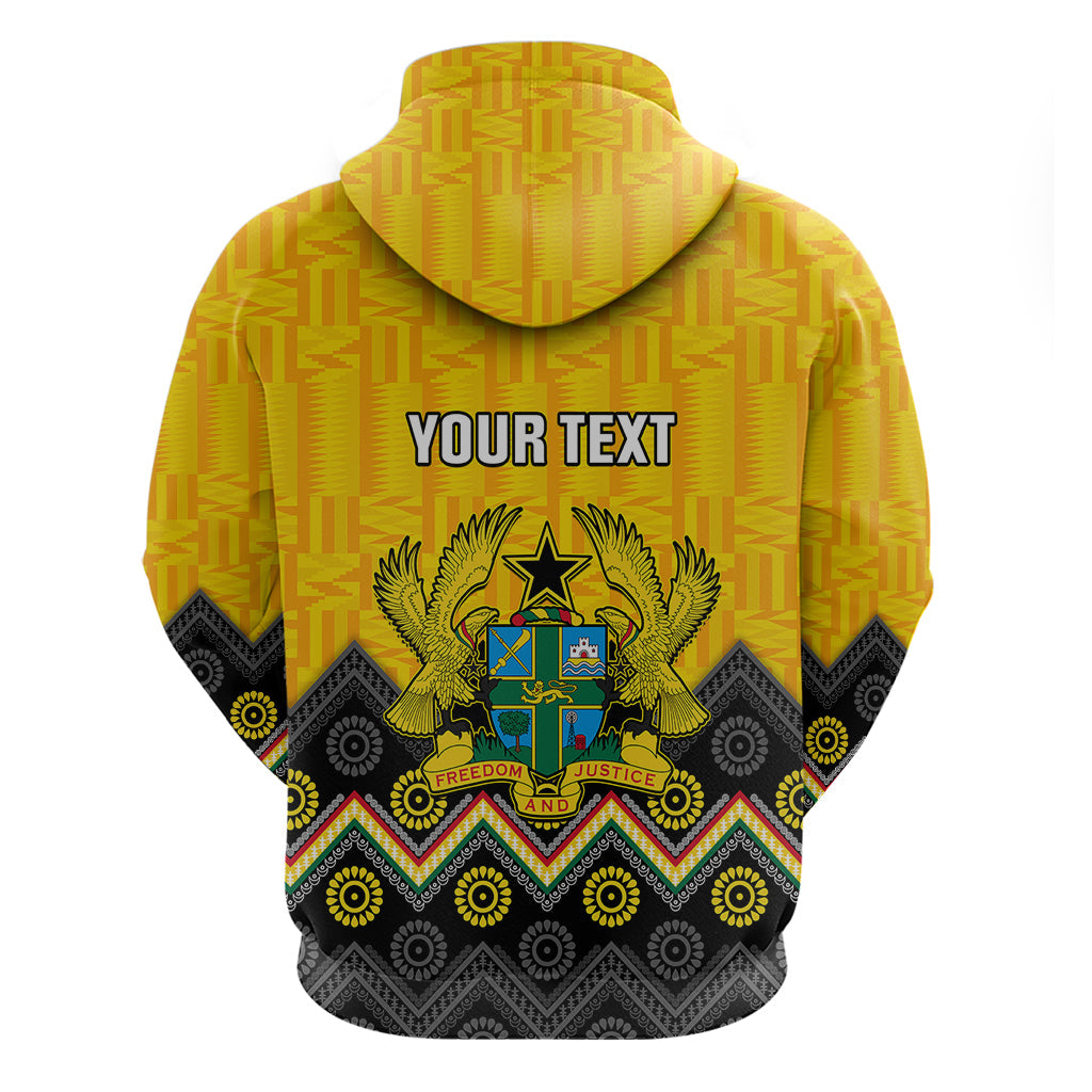 Personalised Ghana Hoodie Kente Pattern And Adinkra Pattern Mix Coat Of Arms TS06