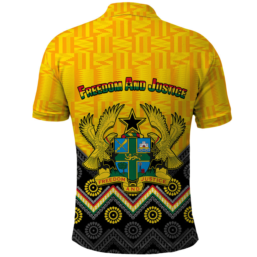 Ghana Polo Shirt Kente Pattern And Adinkra Pattern Mix Coat Of Arms TS06