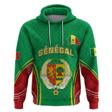 Senegal Hoodie Africa Tribal Pattern With Coat Of Arms TS06
