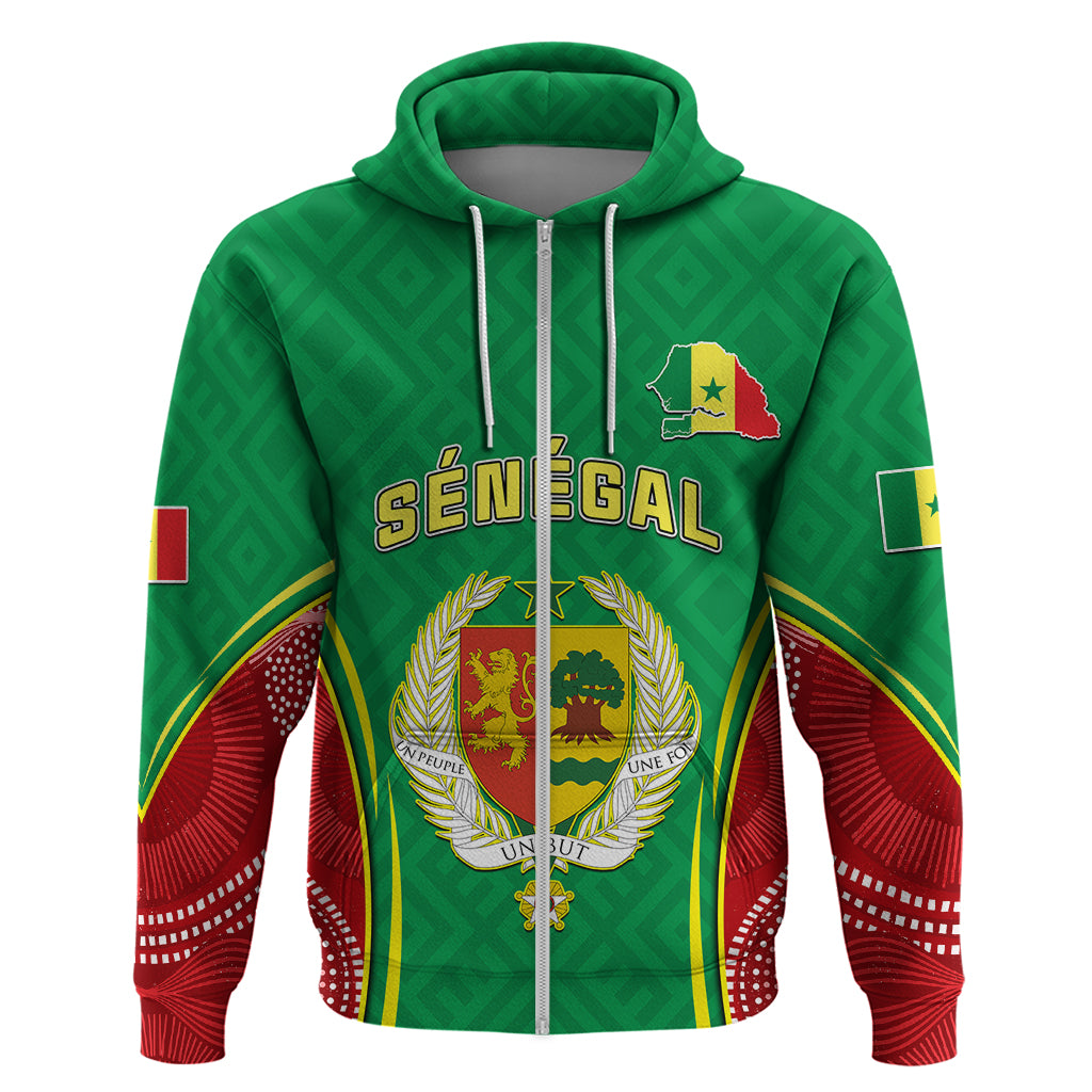 Senegal Hoodie Africa Tribal Pattern With Coat Of Arms TS06