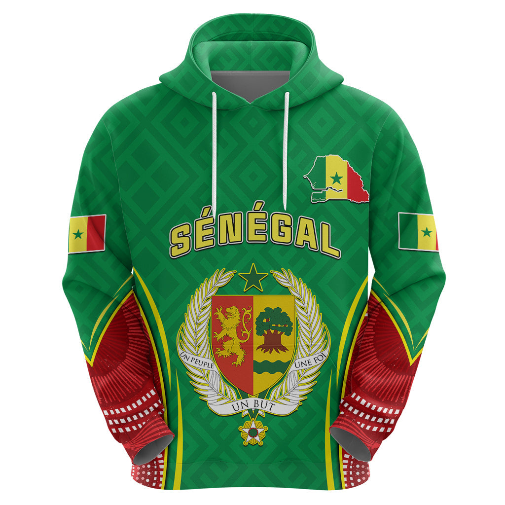 Senegal Hoodie Africa Tribal Pattern With Coat Of Arms TS06