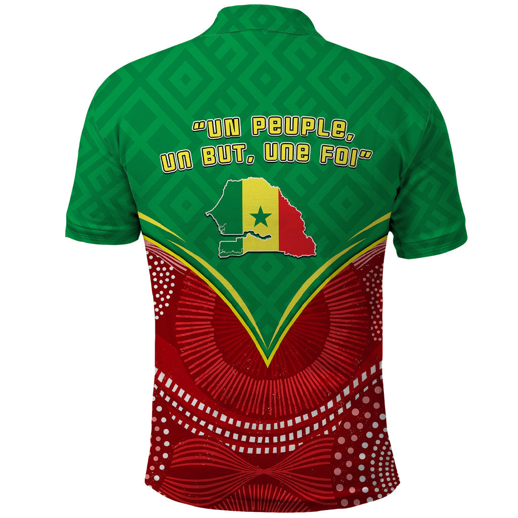 Senegal Polo Shirt Africa Tribal Pattern With Coat Of Arms TS06