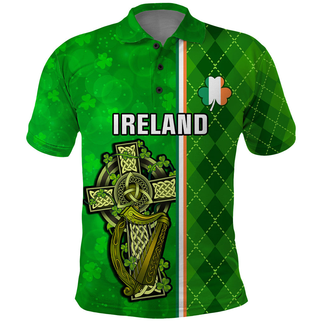Ireland Polo Shirt Cross With Shamrock Simple Style TS06