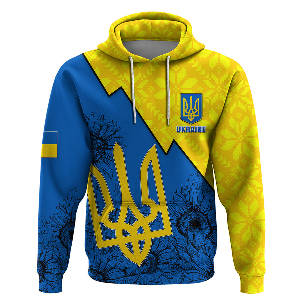 Ukraine Hoodie Sunflower With Ukraine Folk Patterns TS06