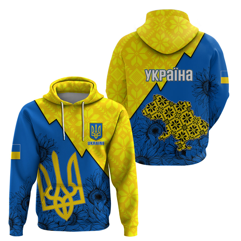 Ukraine Hoodie Sunflower With Ukraine Folk Patterns TS06