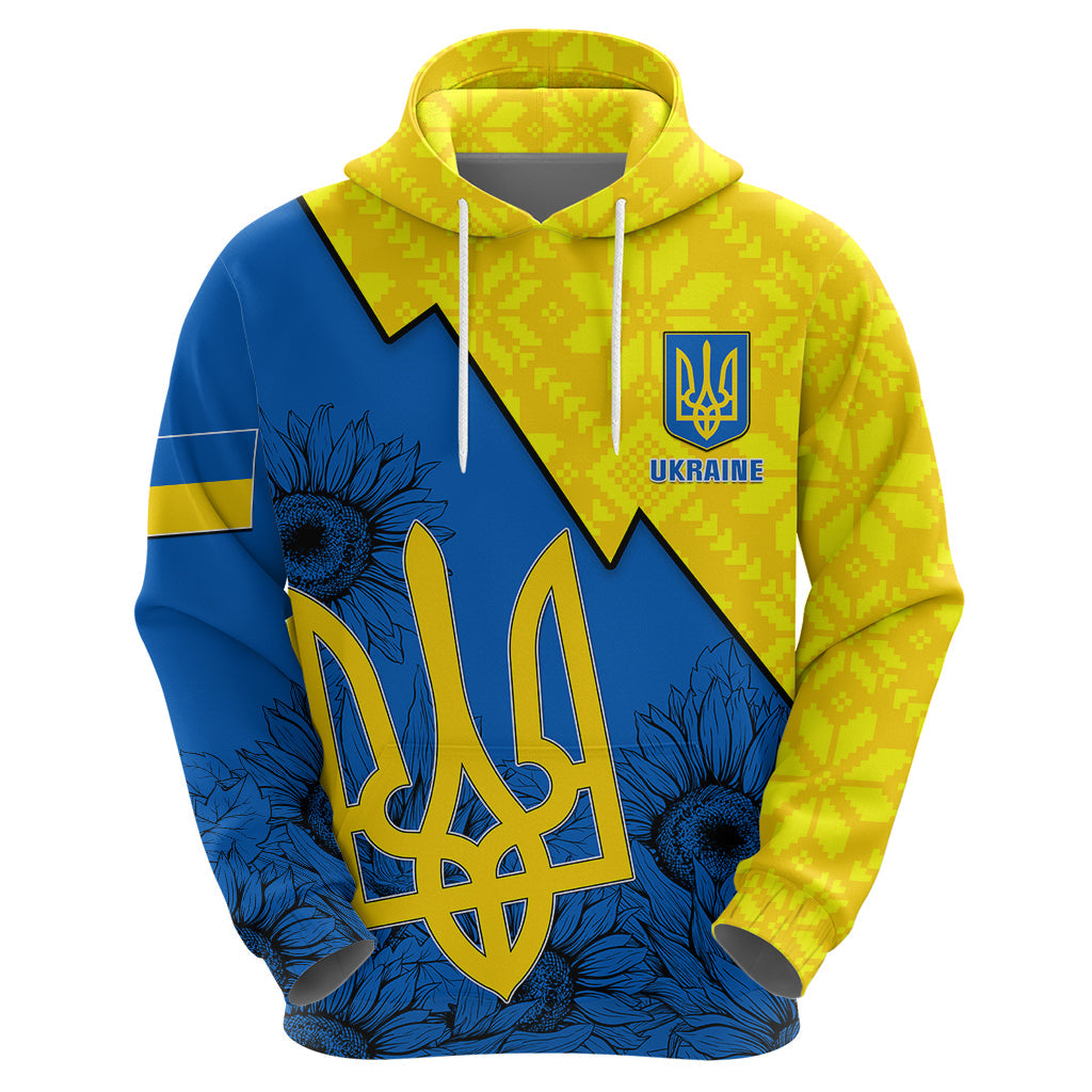 Ukraine Hoodie Sunflower With Ukraine Folk Patterns TS06