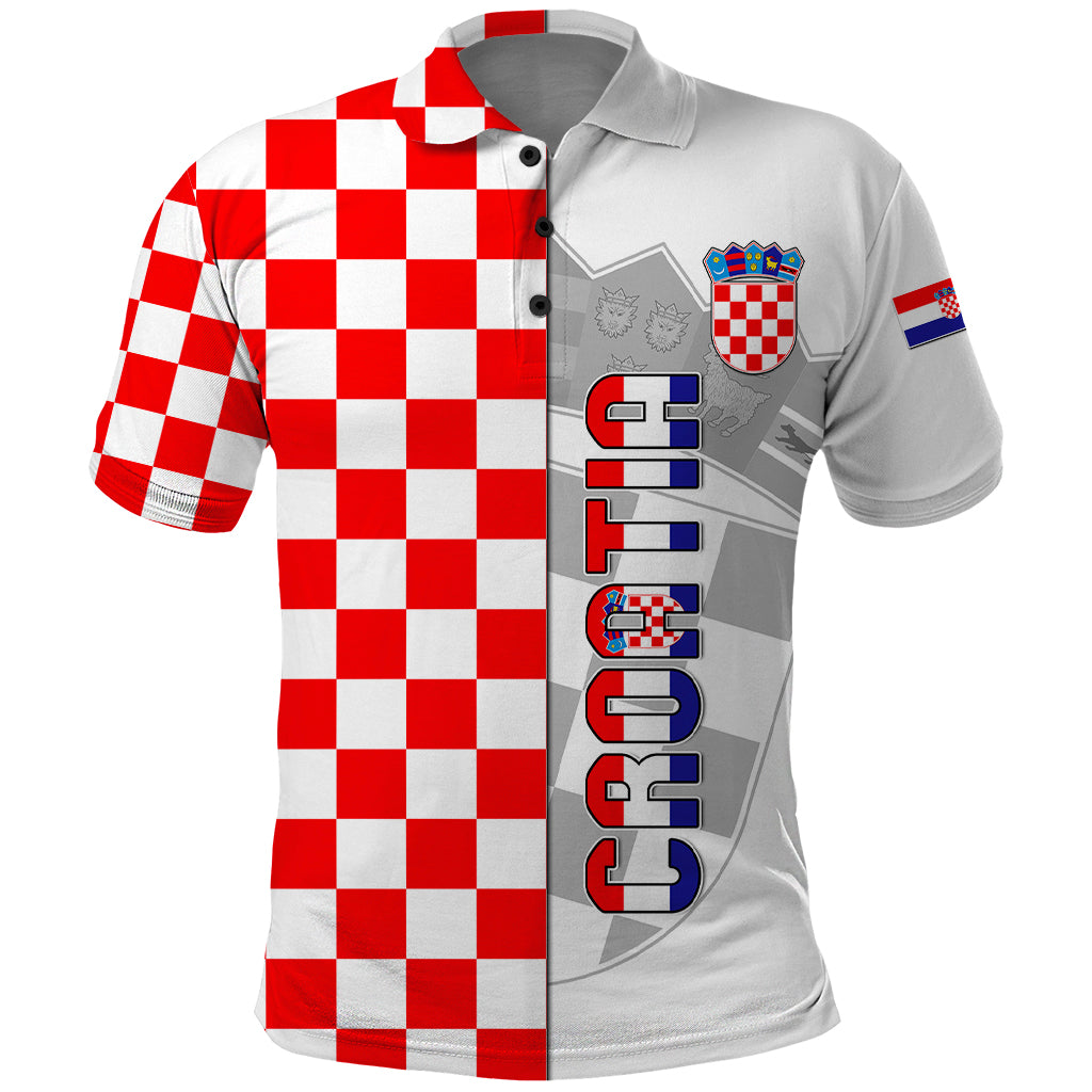 Croatia Polo Shirt Chessboard Mix Coat Of Arms TS06