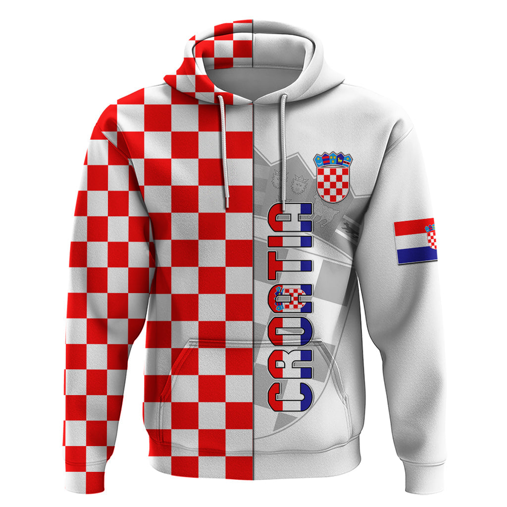 Personalised Croatia Hoodie Chessboard Mix Coat Of Arms TS06