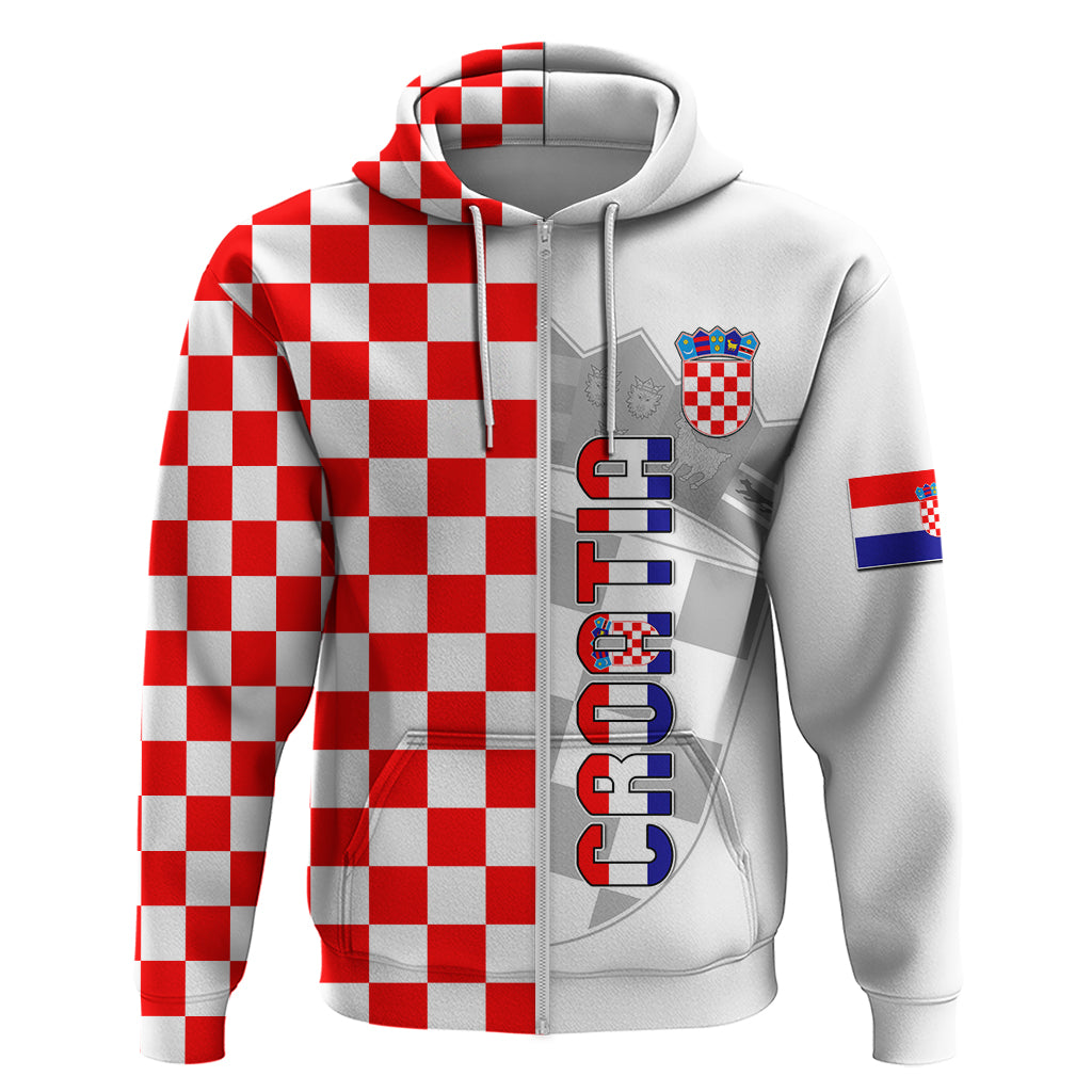 Personalised Croatia Hoodie Chessboard Mix Coat Of Arms TS06