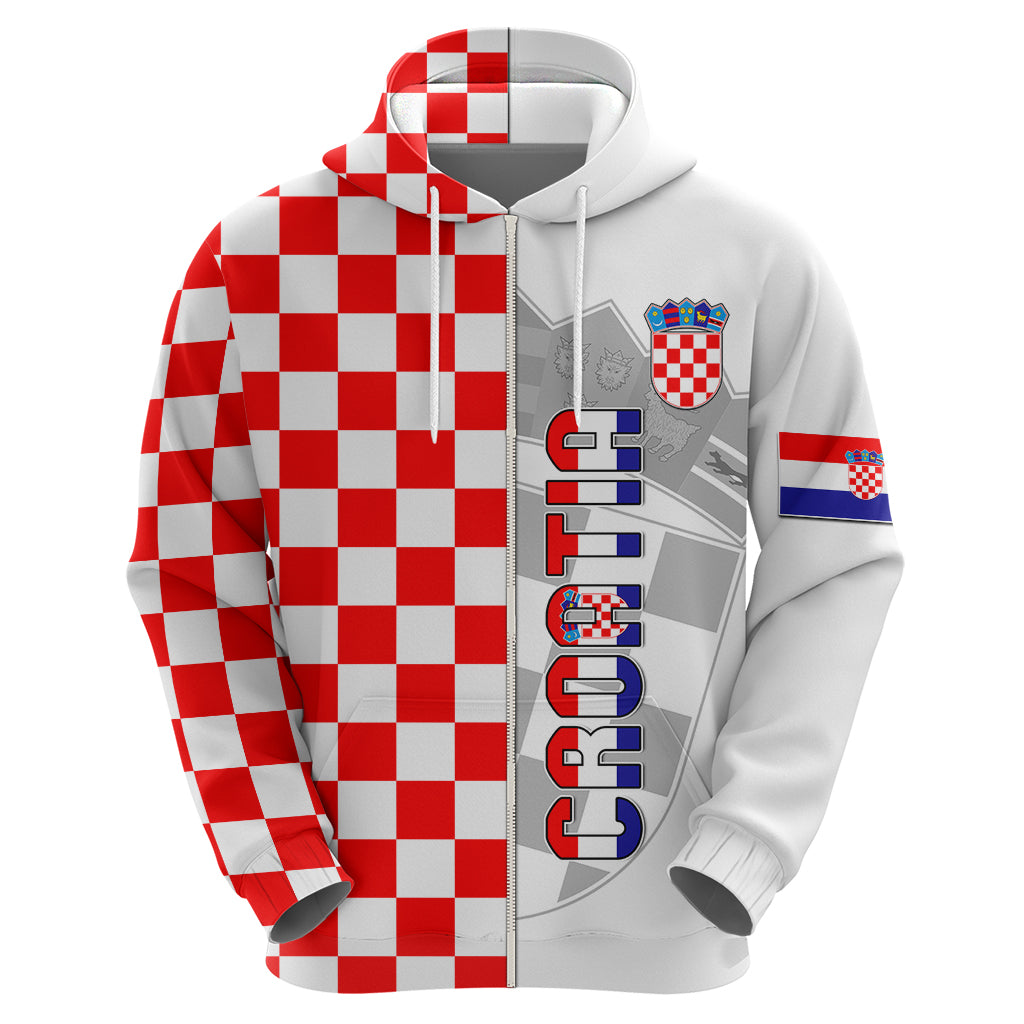 Personalised Croatia Hoodie Chessboard Mix Coat Of Arms TS06