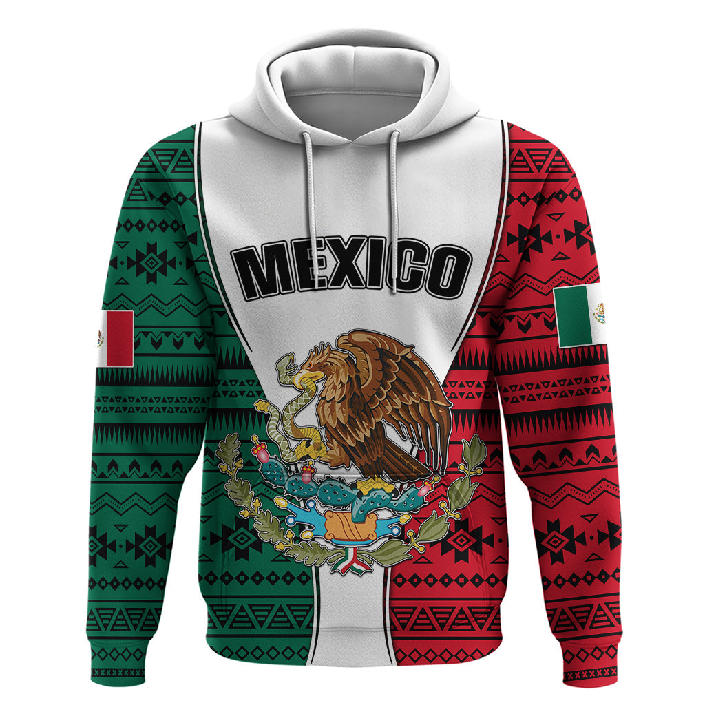 Mexico Hoodie Coat Of Arms With Mexican Aztec Pattern TS06