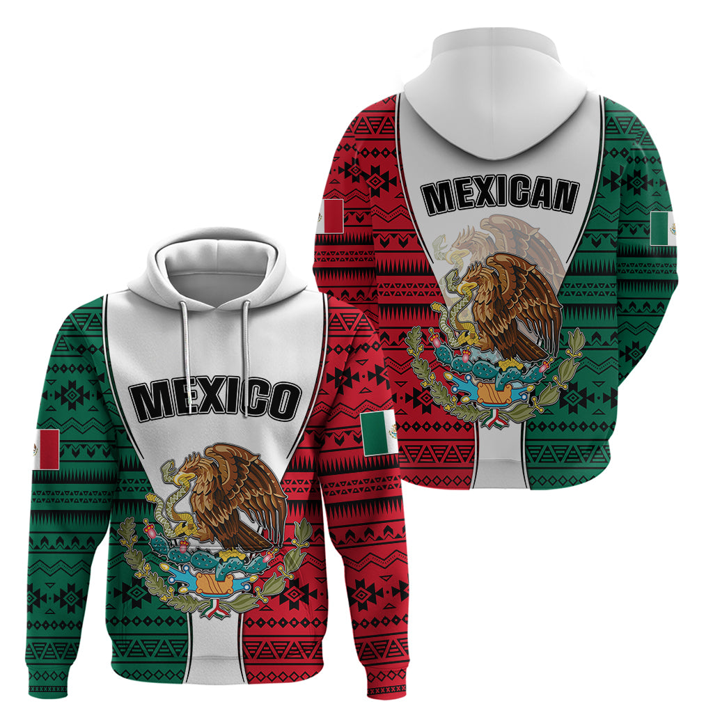Mexico Hoodie Coat Of Arms With Mexican Aztec Pattern TS06