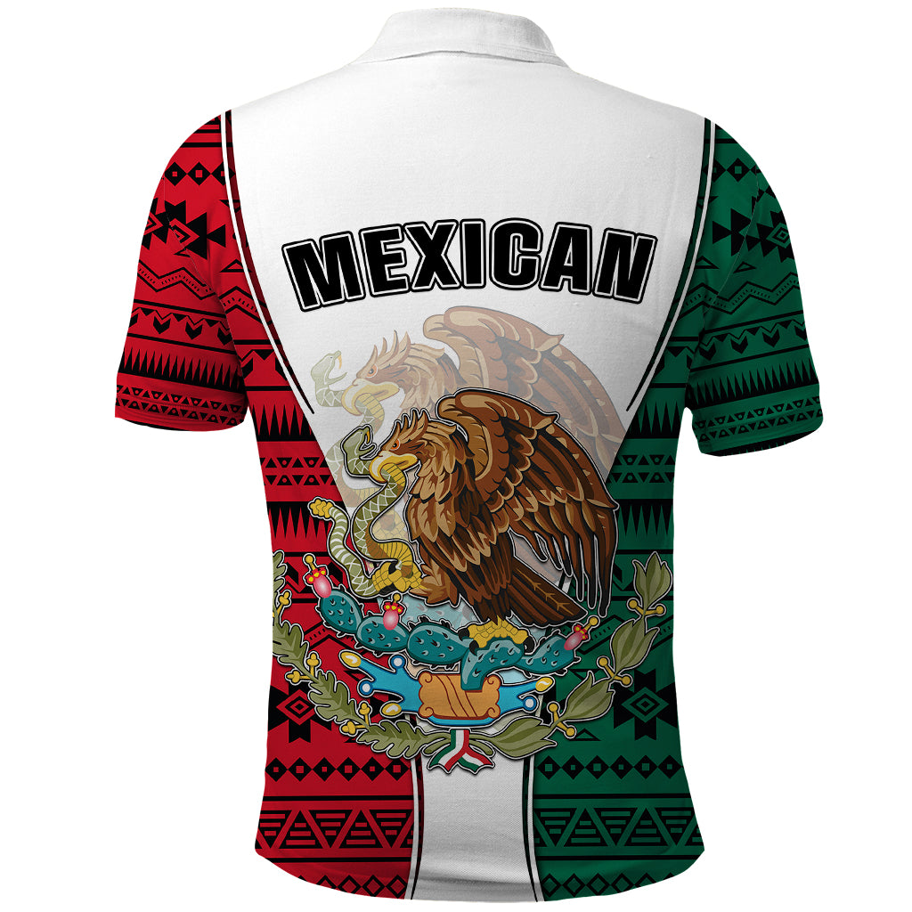 Mexico Polo Shirt Coat Of Arms With Mexican Aztec Pattern TS06