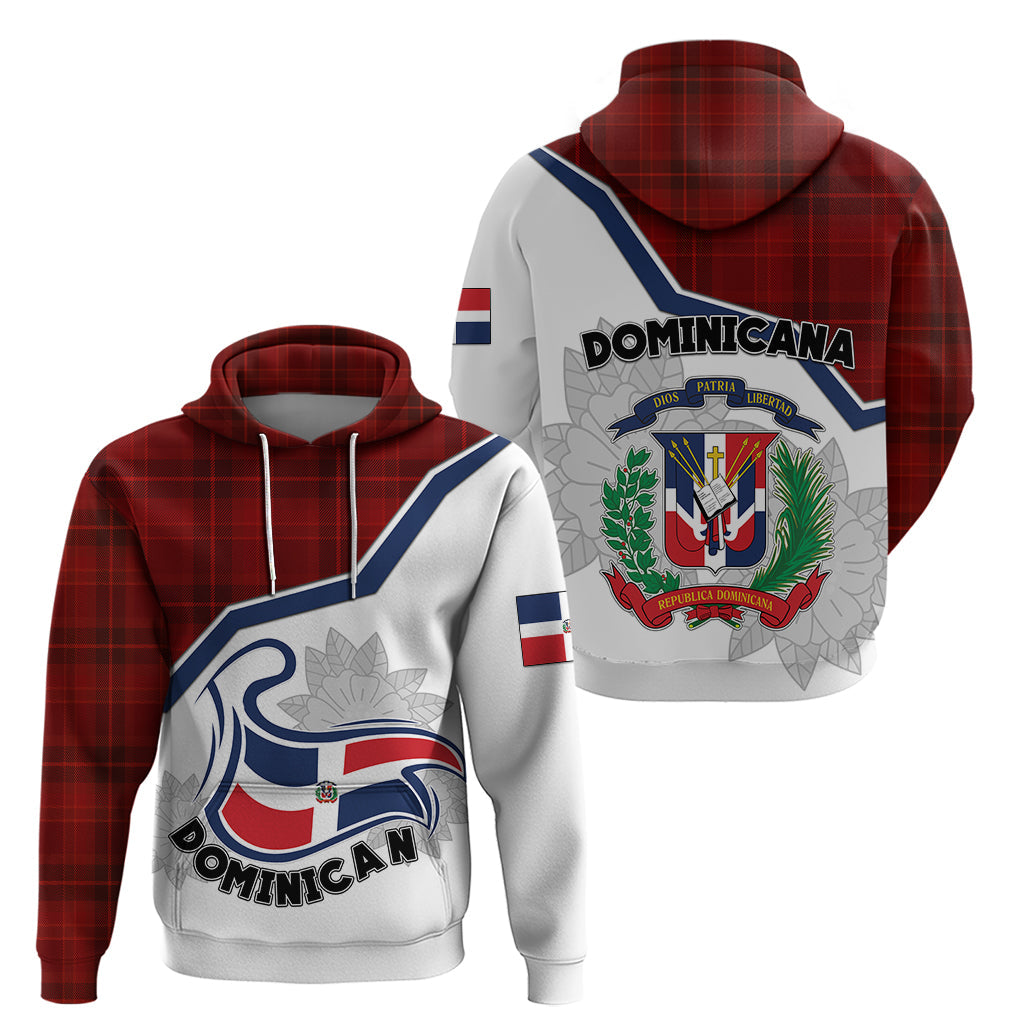 Dominican Republic Hoodie Dominicana Plaid Pattern Mix Coat Of Arms TS06