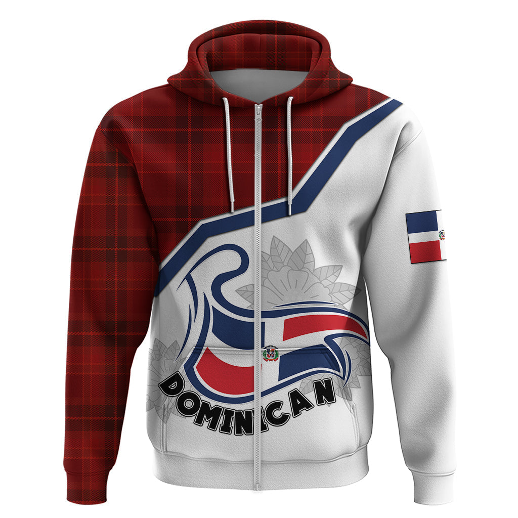 Dominican Republic Hoodie Dominicana Plaid Pattern Mix Coat Of Arms TS06