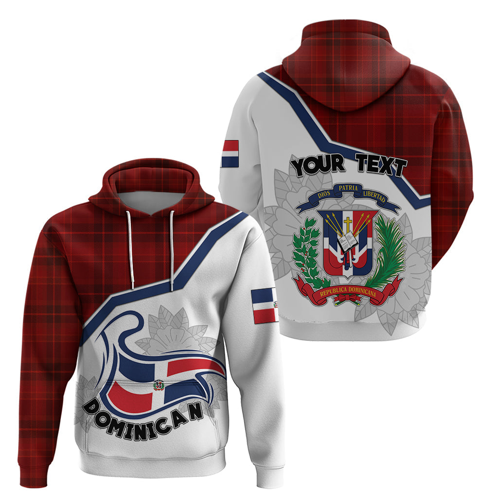 Personlised Dominican Republic Hoodie Dominicana Plaid Pattern Mix Coat Of Arms TS06