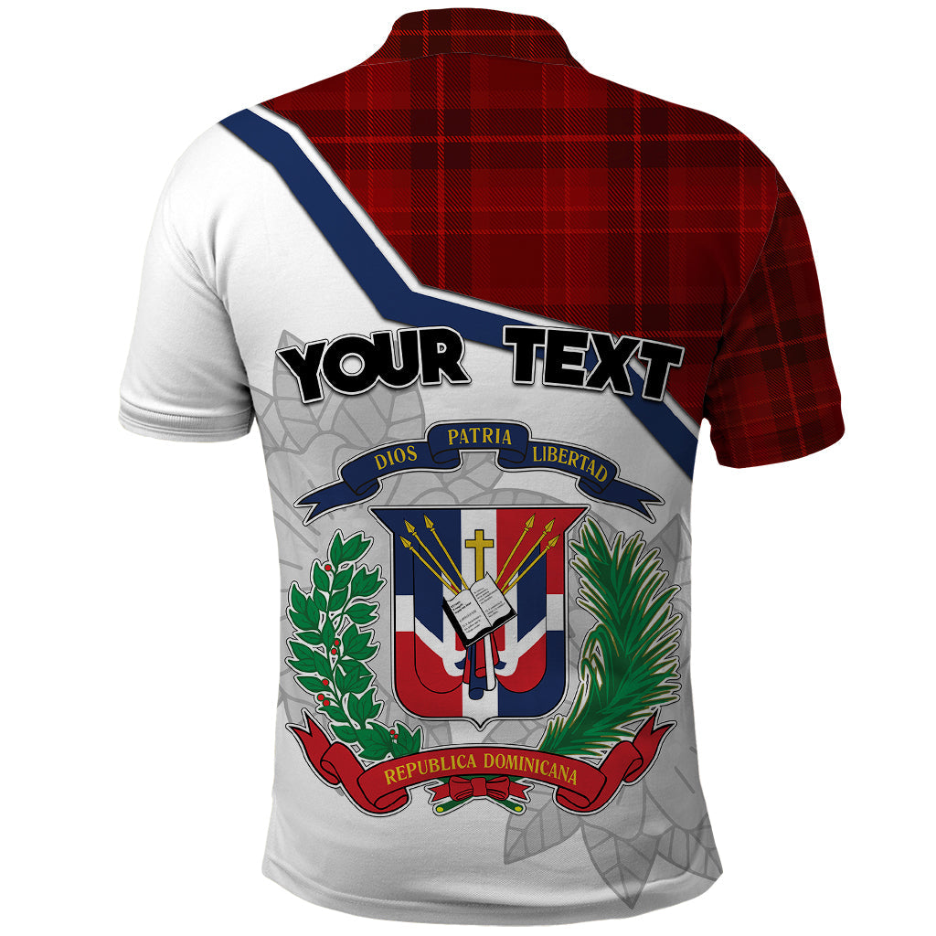 Personlised Dominican Republic Polo Shirt Dominicana Plaid Pattern Mix Coat Of Arms TS06