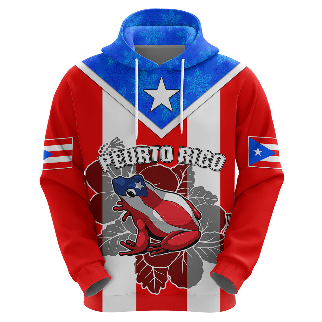 Custom Puerto Rico Hoodie Coqui Frog Mix Flor de Maga TS06