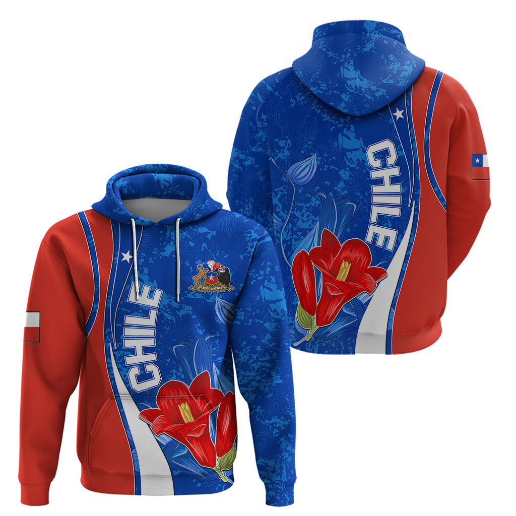 Chile Hoodie Copihue With Flag TS06