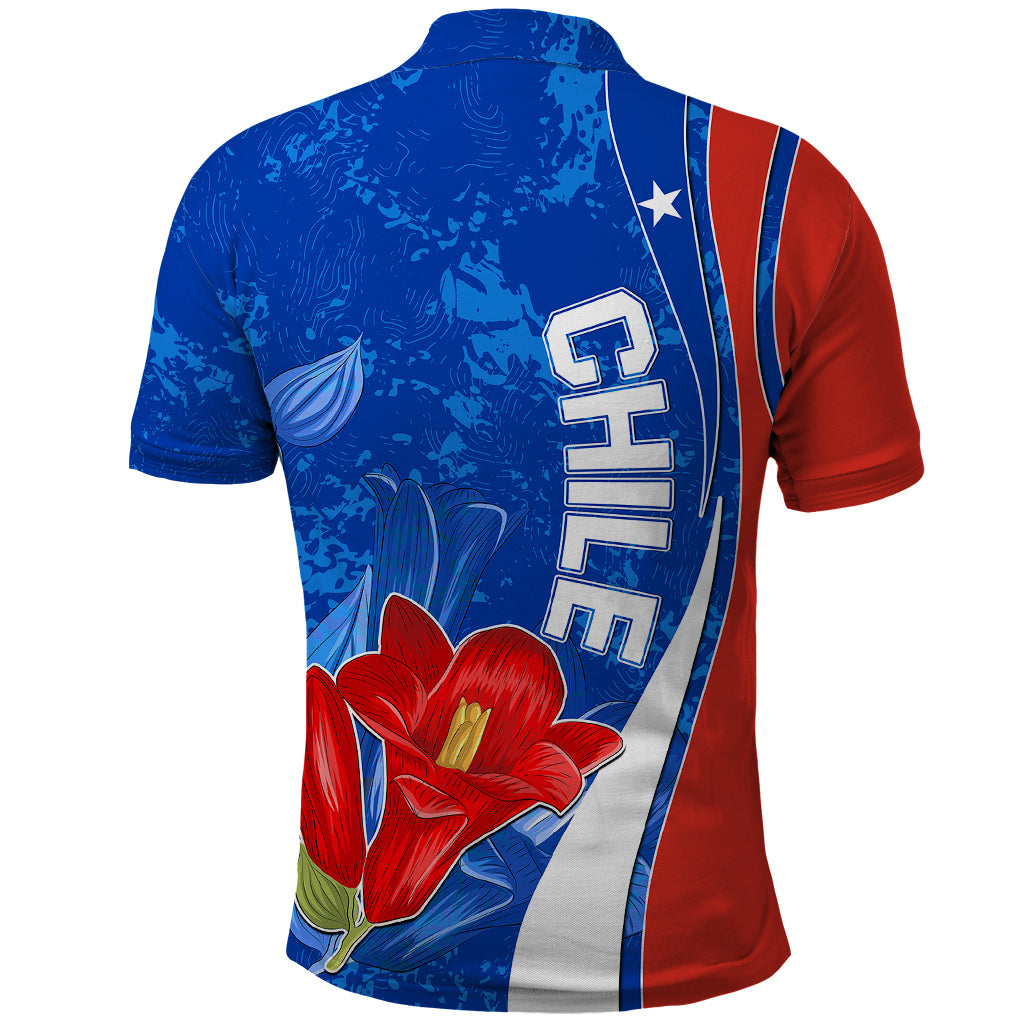 Chile Polo Shirt Copihue With Flag TS06