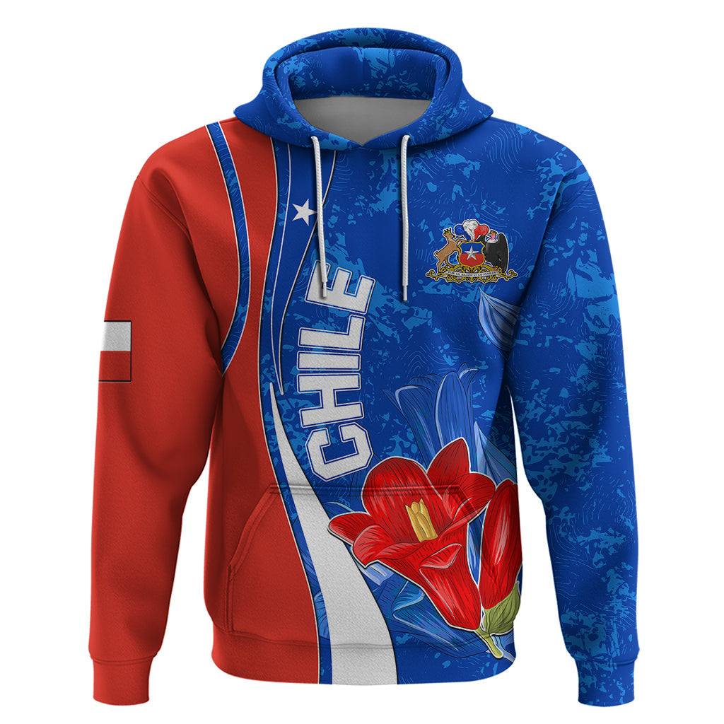 Custom Chile Hoodie Copihue With Flag TS06