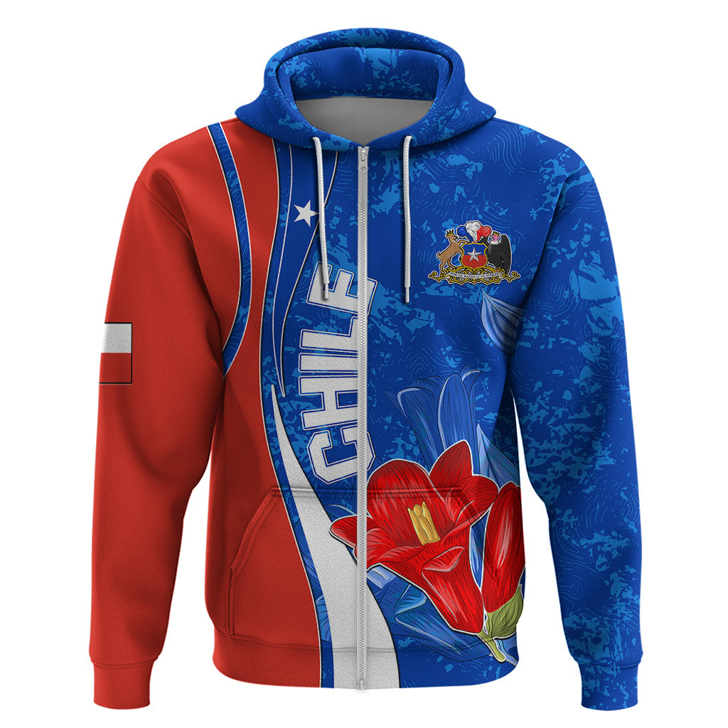 Custom Chile Hoodie Copihue With Flag TS06