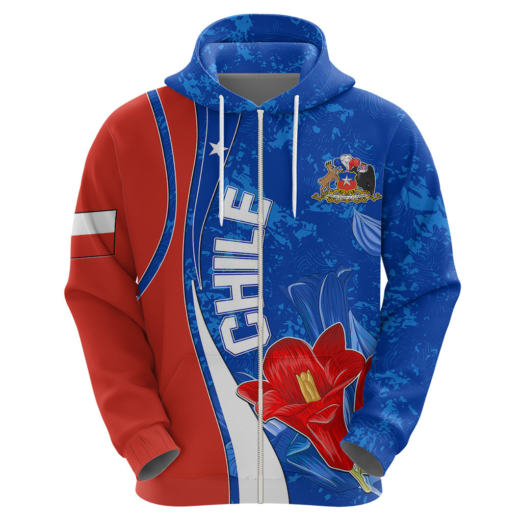 Custom Chile Hoodie Copihue With Flag TS06