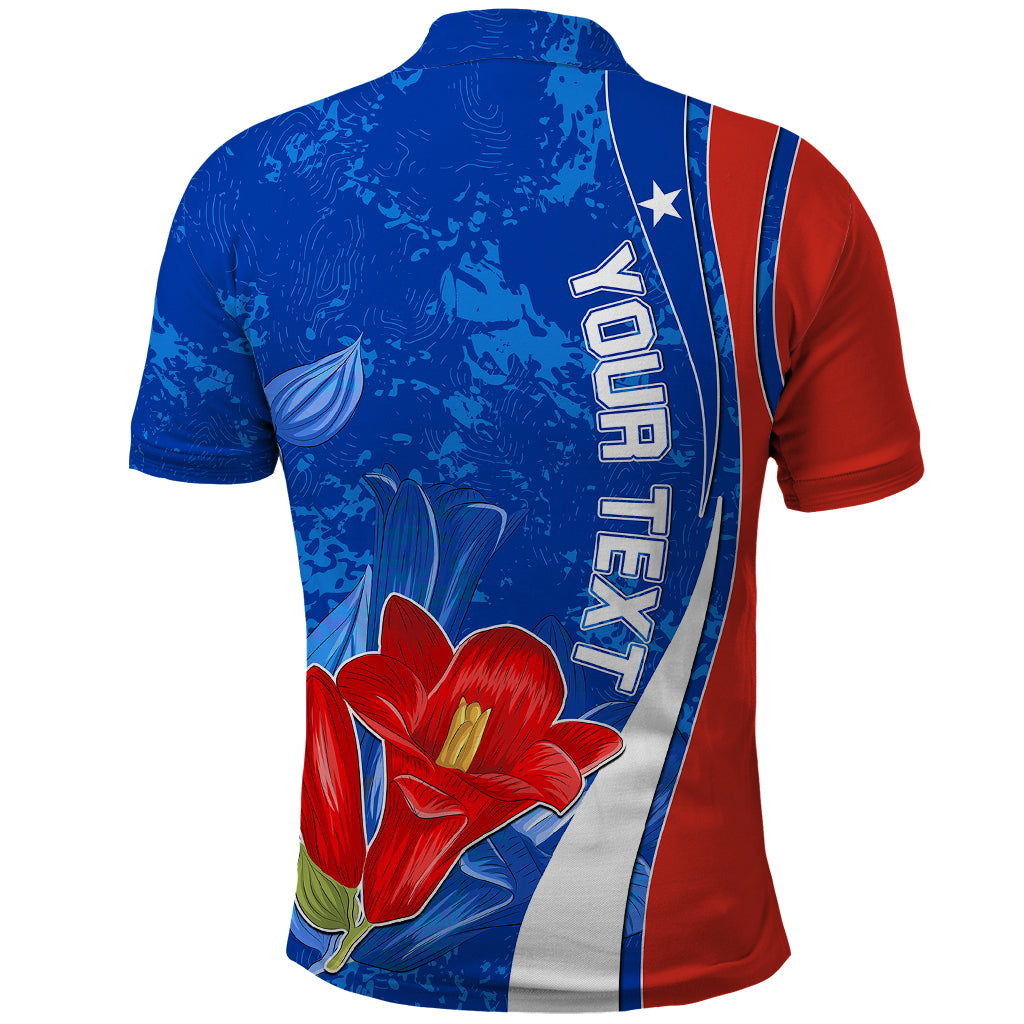 Custom Chile Polo Shirt Copihue With Flag TS06