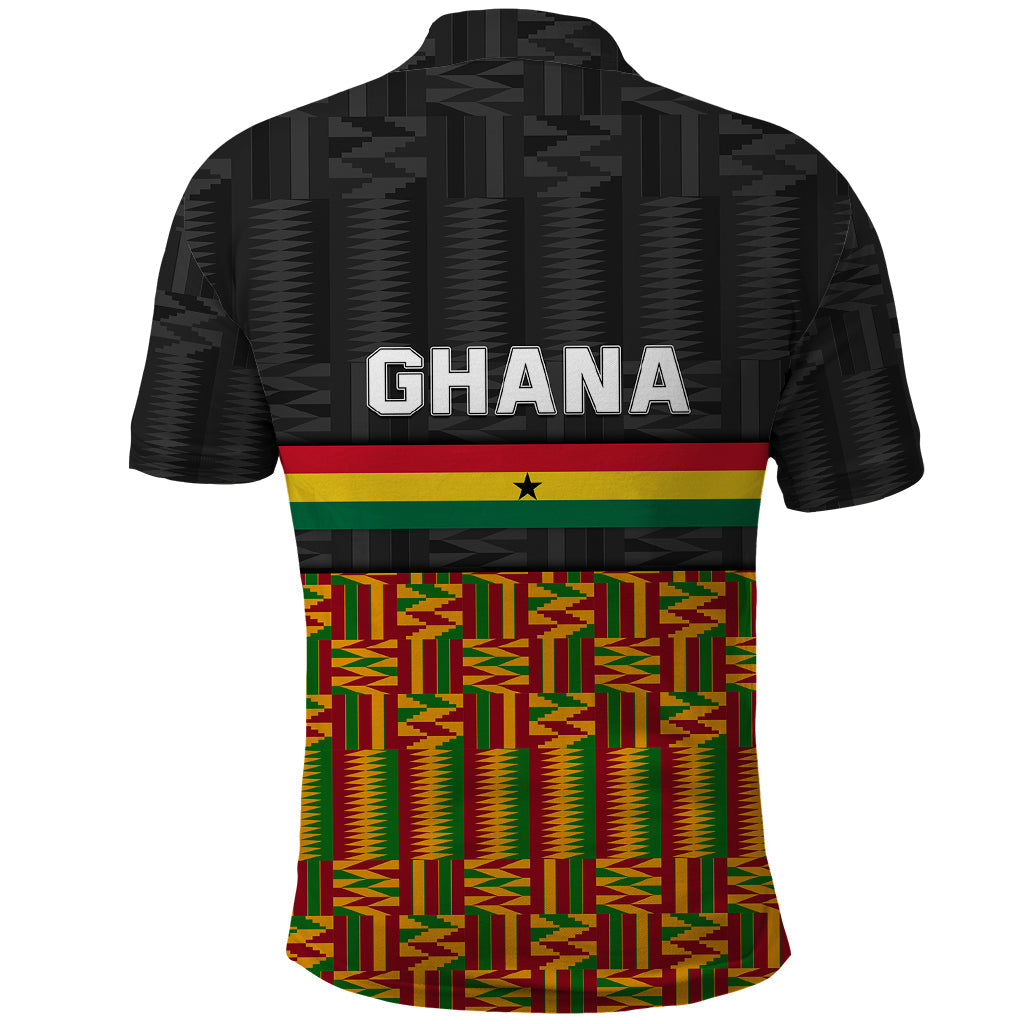 Ghana Polo Shirt Kente Pattern With Coat Of Arms TS06