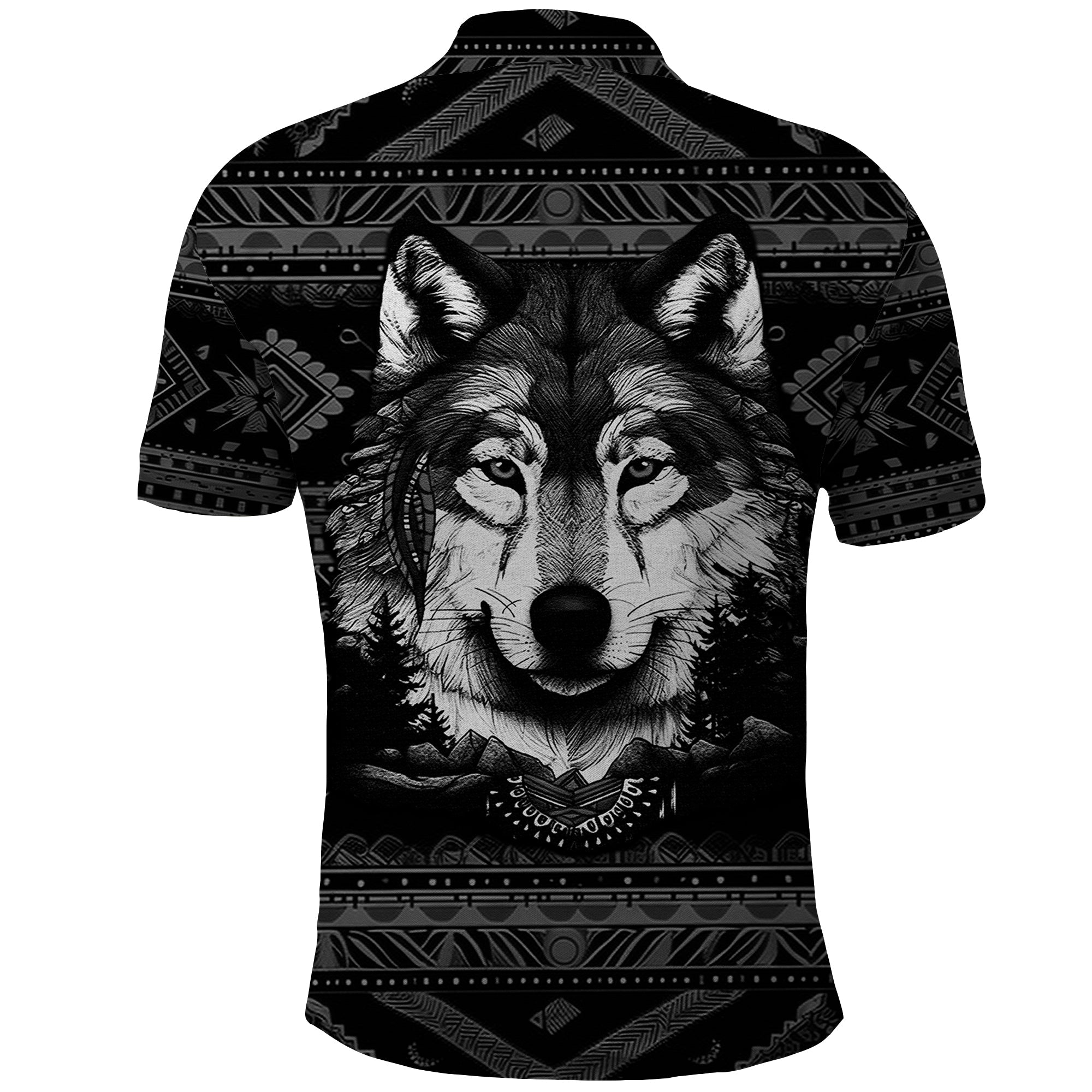 Native American Tribal Pattern With Wolf Born Wild Polo Shirt TS07