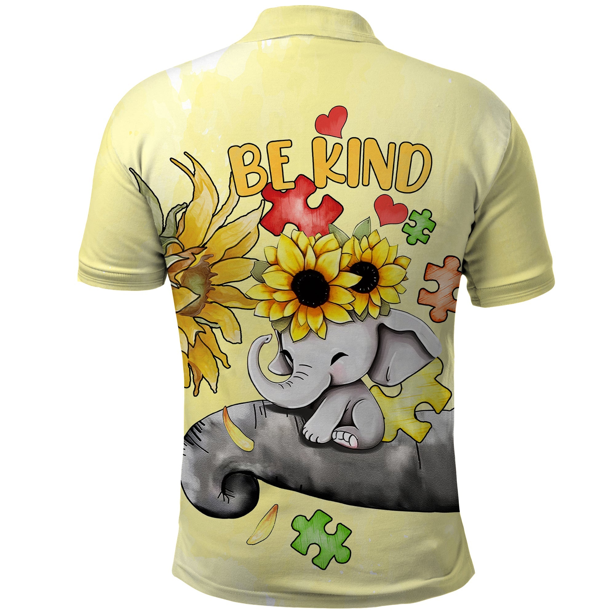 Autism Acceptance Month Elephant With Sunflower Polo Shirt TS07