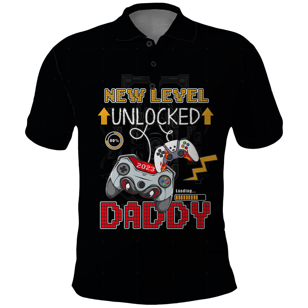 Fathers Day Polo Shirt Gamer Dad Level Up TS07
